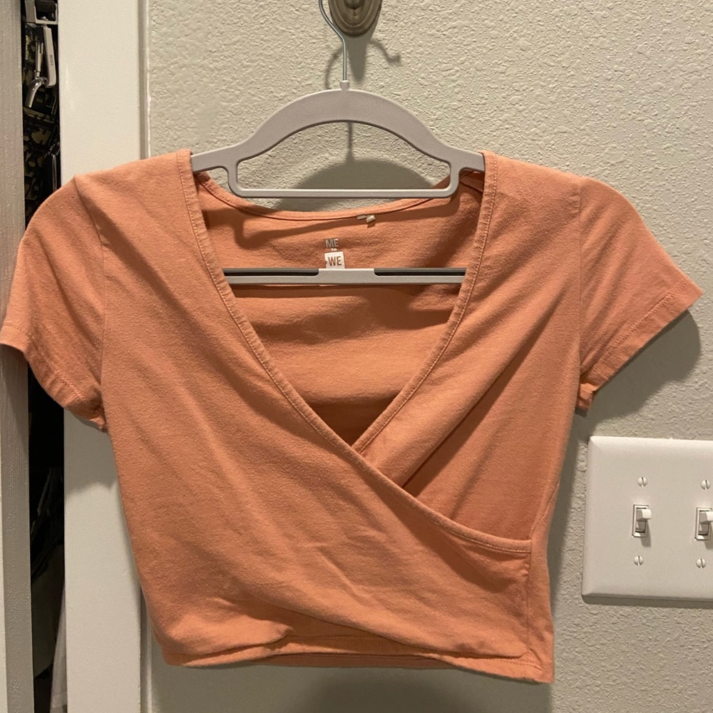 Pacsun Me to We coral wrapped crop top